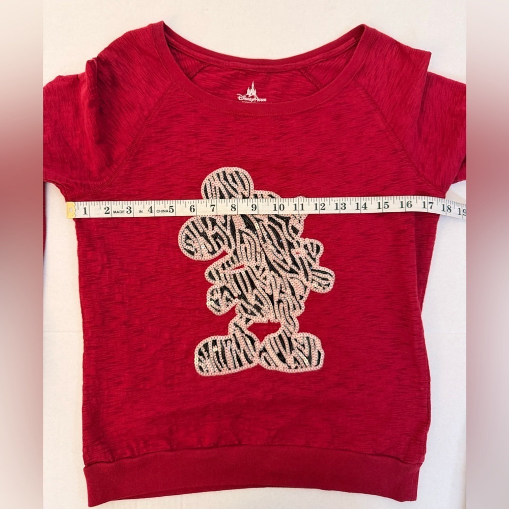 Disney Parks Sequin Mickey Red Thin Sweater - Picture 6 of 8